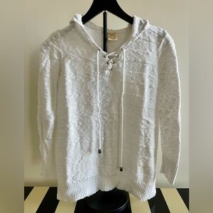 Faded Glory White Cotton Lace-Up Hoodie